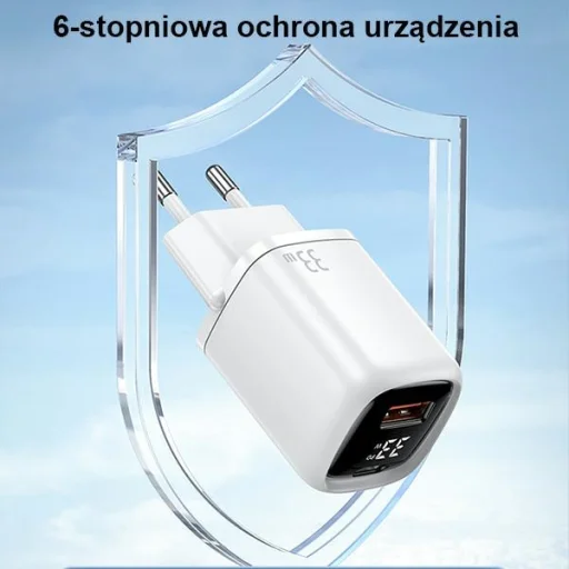 USAMS fali töltő 1xUSB-C + 1xUSB T46 33W (csak fej) PD3.0 + QC3.0 Gyors töltés fekete CC152TC01 - 6