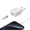 USAMS Töltő 2xUSB 18W + Lightning/USB-A kábel Gyors Töltés fehér sorozat HC HCXLTZ01 thumbnail