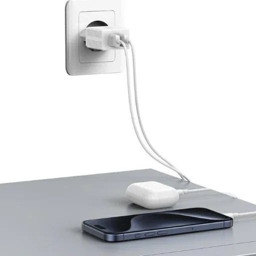 USAMS Töltő 2xUSB 18W + Lightning/USB-A kábel Gyors Töltés fehér sorozat HC HCXLTZ01 - 3