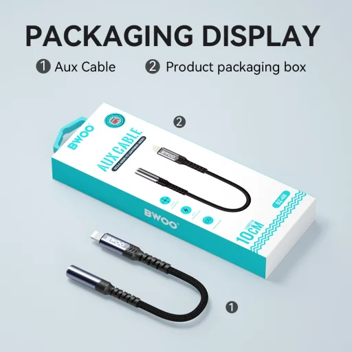 BWOO audio adapter cable BZ48 aux 3,5 mm to lightning black - 14