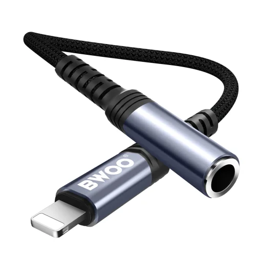 BWOO audio adapter cable BZ48 aux 3,5 mm to lightning black - 1