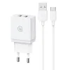 USAMS 2xUSB-A + USB-C/USB-A Gyors töltésű kábel fehér sorozat HC HCXLTZ03 töltő adapter thumbnail