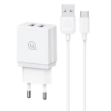 USAMS 2xUSB-A + USB-C/USB-A Gyors töltésű kábel fehér sorozat HC HCXLTZ03 töltő adapter