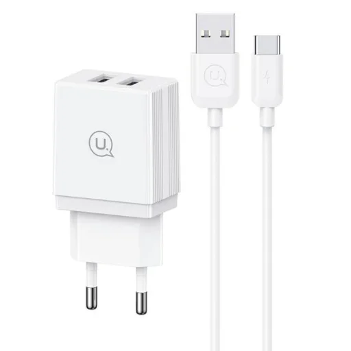 USAMS 2xUSB-A + USB-C/USB-A Gyors töltésű kábel fehér sorozat HC HCXLTZ03 töltő adapter - 1