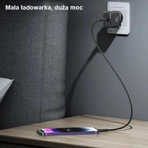 USAMS fali töltő 2xUSB-C T54 GaN 40W (csak fej) PD Gyors Töltés fehér CC172TC02 (US-CC172) - 8