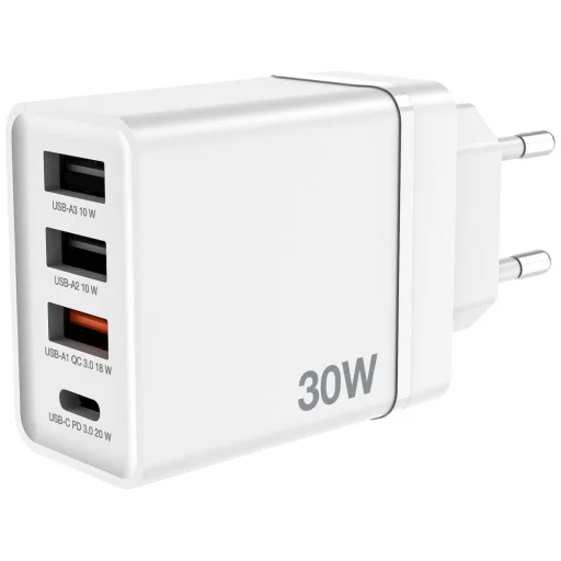 Verbatim 30W Fali Töltő 3xUSB-A/USB-C PD 3.0 CHR-30EU2 fehér - 1