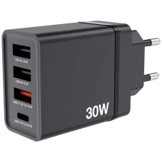 Verbatim 30W fali töltő 3xUSB-A/USB-C PD 3.0 CHR-30EU2 fekete 49700