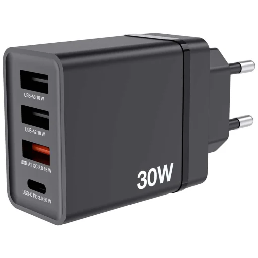 Verbatim 30W fali töltő 3xUSB-A/USB-C PD 3.0 CHR-30EU2 fekete 49700 - 1