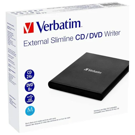 Verbatim Slimline Külső CD/DVD író USB2.0 Fekete 53504 - 4