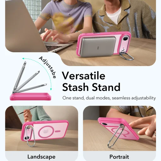 iPhone 17 Air Fasci Classic Hybrid HaloLock Kitámasztó - Frosted Pink ESR tok - 3