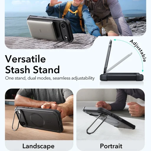 iPhone 17 Air ESR Cyber Armor Kickstand - Fekete tok - 6