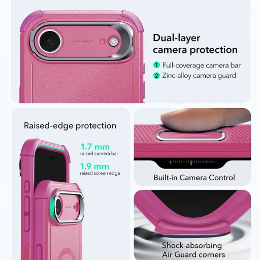 iPhone 17 Air ESR Cyber Armor Kickstand - Pink tok - 4
