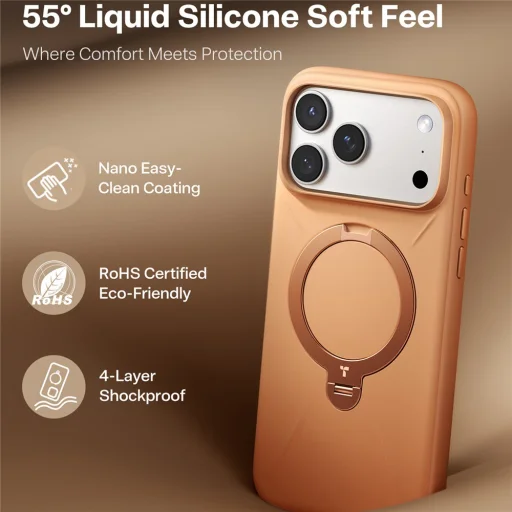 iPhone 17 Pro Max Torras - QPRO Silicone Series - Narancssárga tok - 3