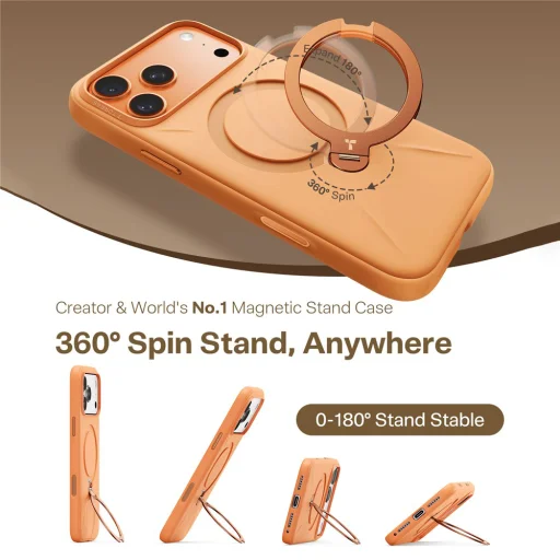 iPhone 17 Pro Max Torras - QPRO Silicone Series - Narancssárga tok - 4