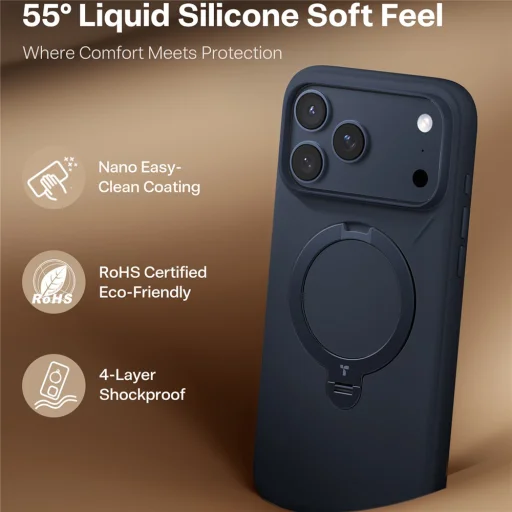 iPhone 17 Pro Max Torras - QPRO Silicone Series - Tengerkék tok - 5