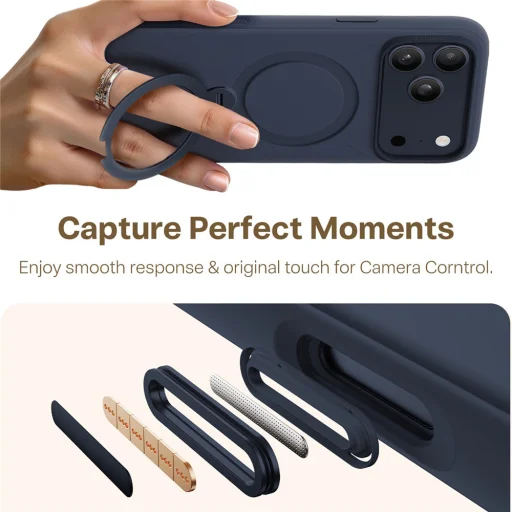 iPhone 17 Pro Max Torras - QPRO Silicone Series - Tengerkék tok - 4