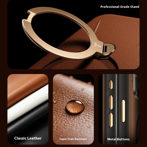 iPhone 17 Pro Torras QPRO Leather Series - Barna tok - 3