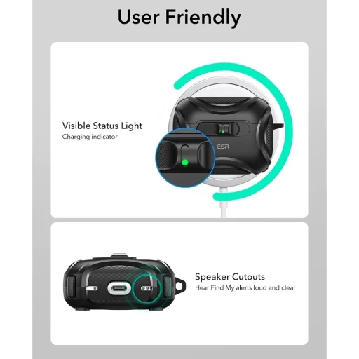 Apple AirPods Pro 3 Fekete ESR Cyber FlickLock HaloLock tok - 8