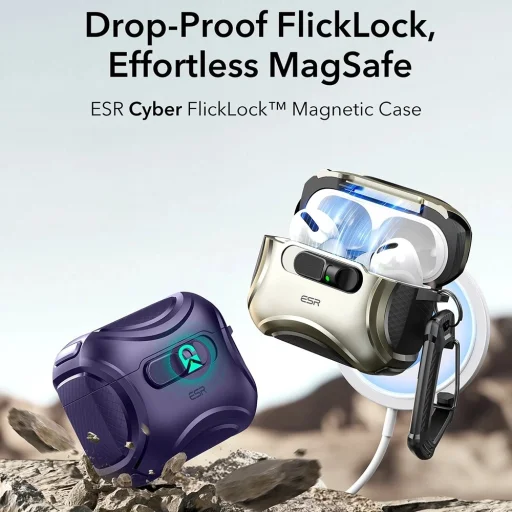 Apple AirPods Pro 3 Lila ESR Cyber FlickLock HaloLock tok - 2