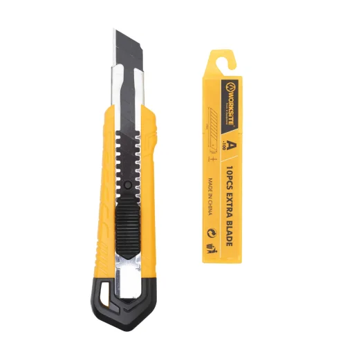 WORKSITE WT6079 szike készlet, 18mm széles letörhető penge, +10 pótpenge, erős fém pengevezető - 1