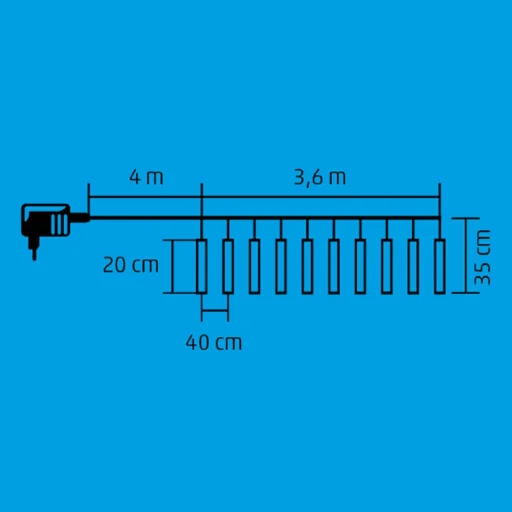 Home G 10201 LED-es jégcsap fényfüzér, 3,33x0,21 m / 200 db hidegfehér LED, 10 db jégcsap, átlátszó vezeték, fényjáték, hálózati adapter, kül- és beltéri kivitel - 2