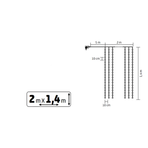 HOME KIN294DWW DOT LED-es fényfüggöny, 294db melegfehér DOT LED, 2m hosszú, állófényű, adapteres tápellátás, kül- és beltéri kivitel - 2