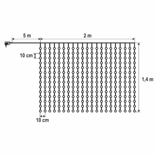 HOME KIN294DWW DOT LED svetelný záves, 294 teplých bielych DOT LED, 2m dlhý, so stálym svetlom, napájanie adaptérom, pre vnútorné a vonkajšie použitie - 4