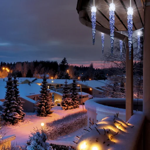 Home KJL 50C LED-es jégcsap fényfüzér, 7,3x0,25 m / 50 db hidegfehér LED, 50 db jégcsap, fehér vezeték, állófényű, hálózati adapter, kül- és beltéri kivitel - 2