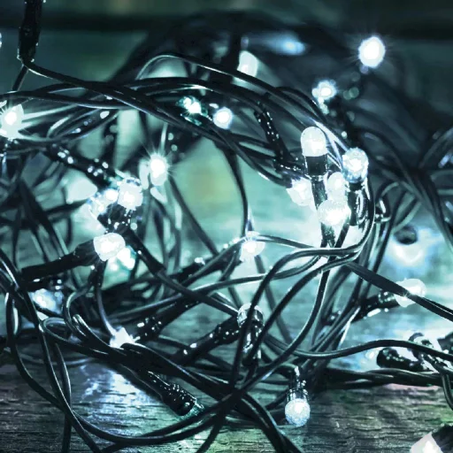 Home KKL 500C/WH LED-es fényfüzér, 35 m / 500 db hidegfehér LED, állófényű, zöld vezeték, hálózati adapter, kül- és beltéri kivitel - 1