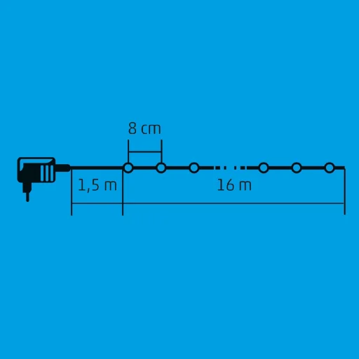 Home KII 200/WW LED-es fényfüzér, 16 m / 200 db melegfehér LED, állófényű, zöld vezeték, hálózati adapter, beltéri kivitel - 2