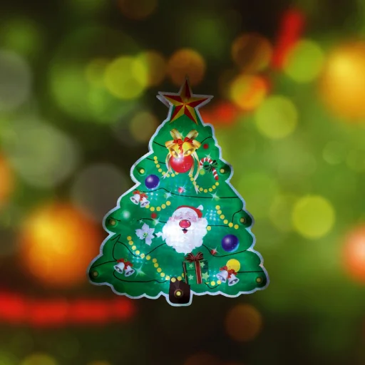 Home KID 314 karácsonyfa ablakdísz, 10 db LED, öntapadó elemtartó, 16 x 20 cm - 1