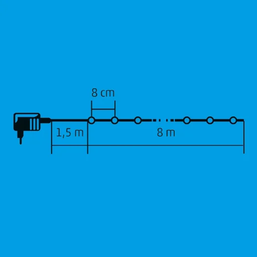 Home KII 100B/M LED-es gömb fényfüzér, 8 m / 100 db színes LED, állófényű, zöld vezeték, hálózati adapter, beltéri kivitel - 2