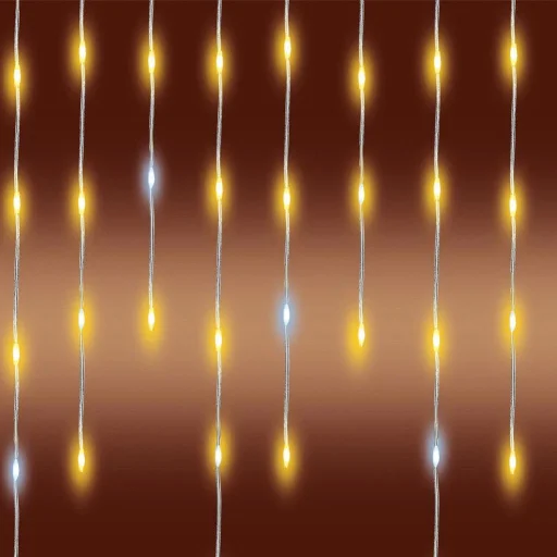 HOME KKF600D10M LED trblietavý svetelný záves, 600 ks teplobielych DOT LED, priehľadný kábel, 10 metrov, sieťový adaptér, na vnútorné aj vonkajšie použitie - 9