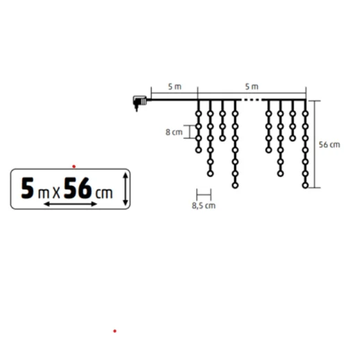 HOME KKF300D5M LED-es sziporkázó fényfüggöny, 300 db melegfehér DOT LED, átlátszó vezeték, hálózati adapter, kül- és beltéri kivitel - 8