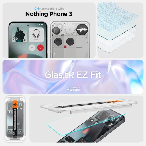  Nothing Phone 3 Átlátszó Spigen Glas.tr ”ez Fit” Edzett üveg 2 darabos üvegfólia - 8