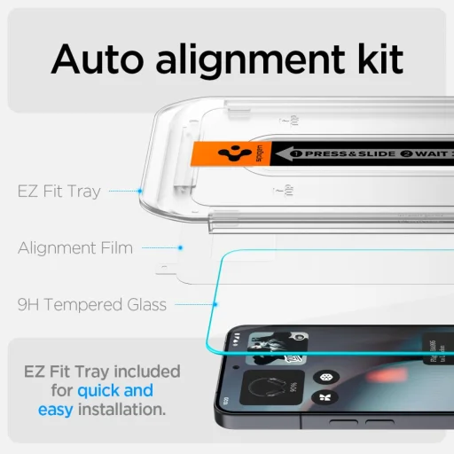  Nothing Phone 3 Átlátszó Spigen Glas.tr ”ez Fit” Edzett üveg 2 darabos üvegfólia - 9