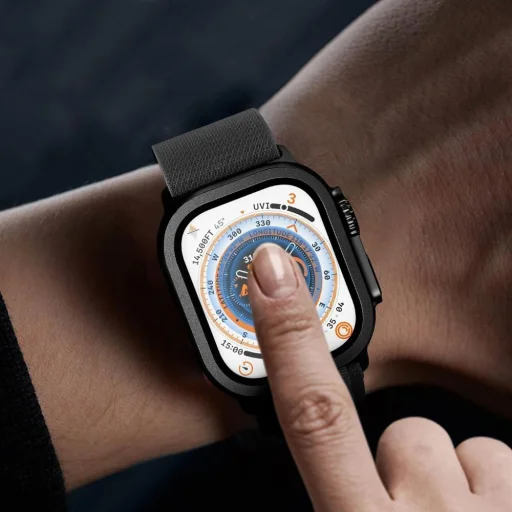 Apple Watch Ultra 1/2/3 (49 mm) Szkło Hartowane Tech-protect Glass Ring 2-pack fekete üvegfólia - 3