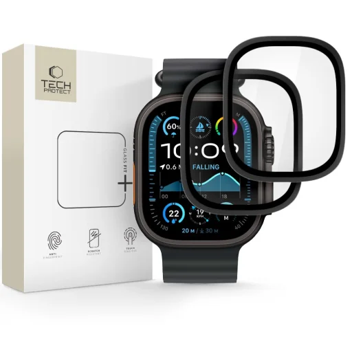 Apple Watch Ultra 1/2/3 (49 mm) Szkło Hartowane Tech-protect Glass Ring 2-pack fekete üvegfólia - 1
