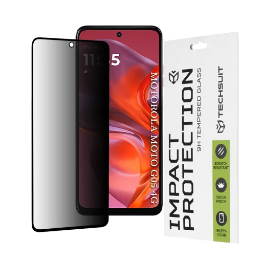 Motorola Moto G05 / E15 Fekete Techsuit 111D Privacy Full Glue üvegfólia - 1
