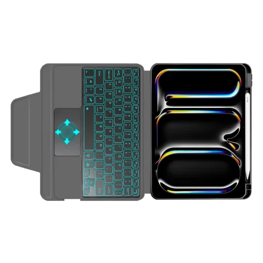 iPad Pro 11 (2024) Fekete Techsuit - KeyTab Pro (RGB Vezeték nélküli Billentyűzettel/Stylus Toll Tartóval) tok - 3
