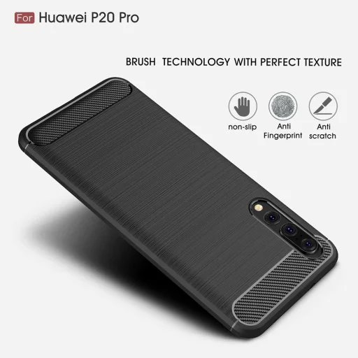 Huawei P20 Pro - Techsuit Carbon Silicone - Fekete tok - 5