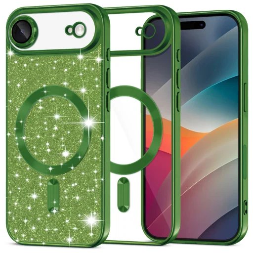 iPhone 17 Air Techsuit - Luxury Glitter MagSafe - Deep Green tok - 1