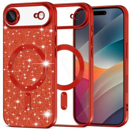 iPhone 17 Air Red Techsuit - Luxury Glitter MagSafe tok - 1