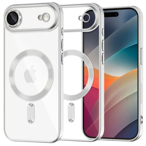 iPhone 17 Air Ezüst Techsuit Luxury Crystal MagSafe tok - 1