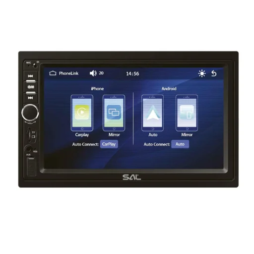 SAL VBX910 autórádió és multimédiás lejátszó, CPAA multimédia, iOS CarPlay és Android Auto, tükrözés, 18cm-es érintő-kijelző, 2xDIN, Bluetooth - 1