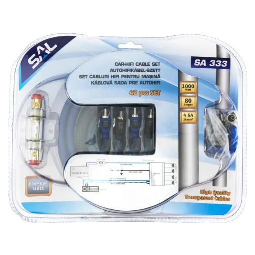 SAL SA 333 autó-HiFi kábel szett, 1000 W, 80 A, 20 mm2 42 darabos - 2