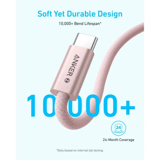 Anker Zolo USB-C to USB-C kábel, 240W, 1m, Fekete - 5