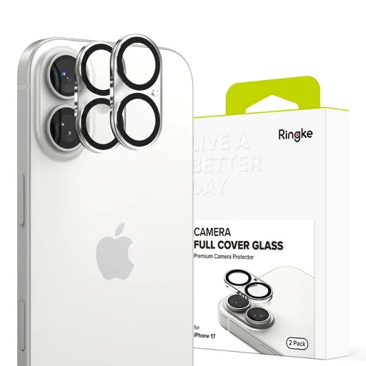 iPhone 17 Ringke Camera Full Cover 2-pack üvegfólia Fekete - 4