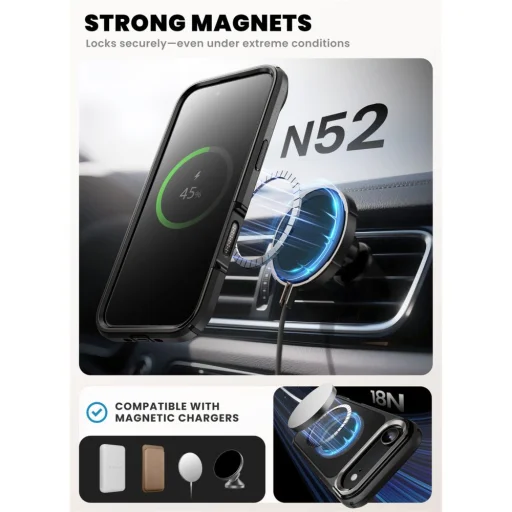 iPhone 17 Air Supcase Iblsn Ares Flip Mag Magsafe tok Fekete - 6