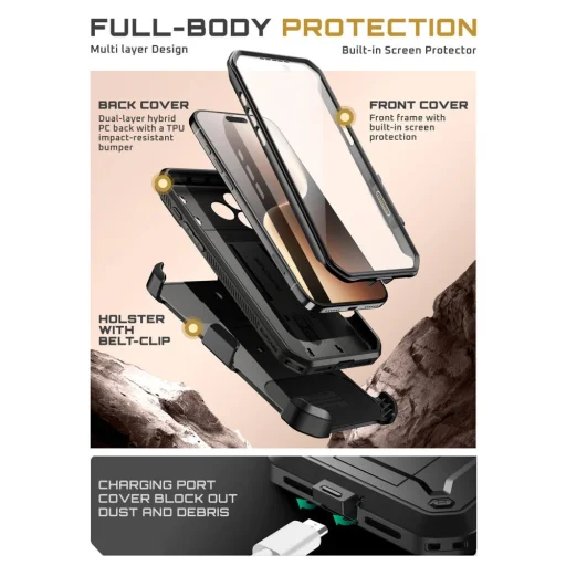 iPhone 17 Pro fekete Supcase Unicorn Beetle Pro tok - 3